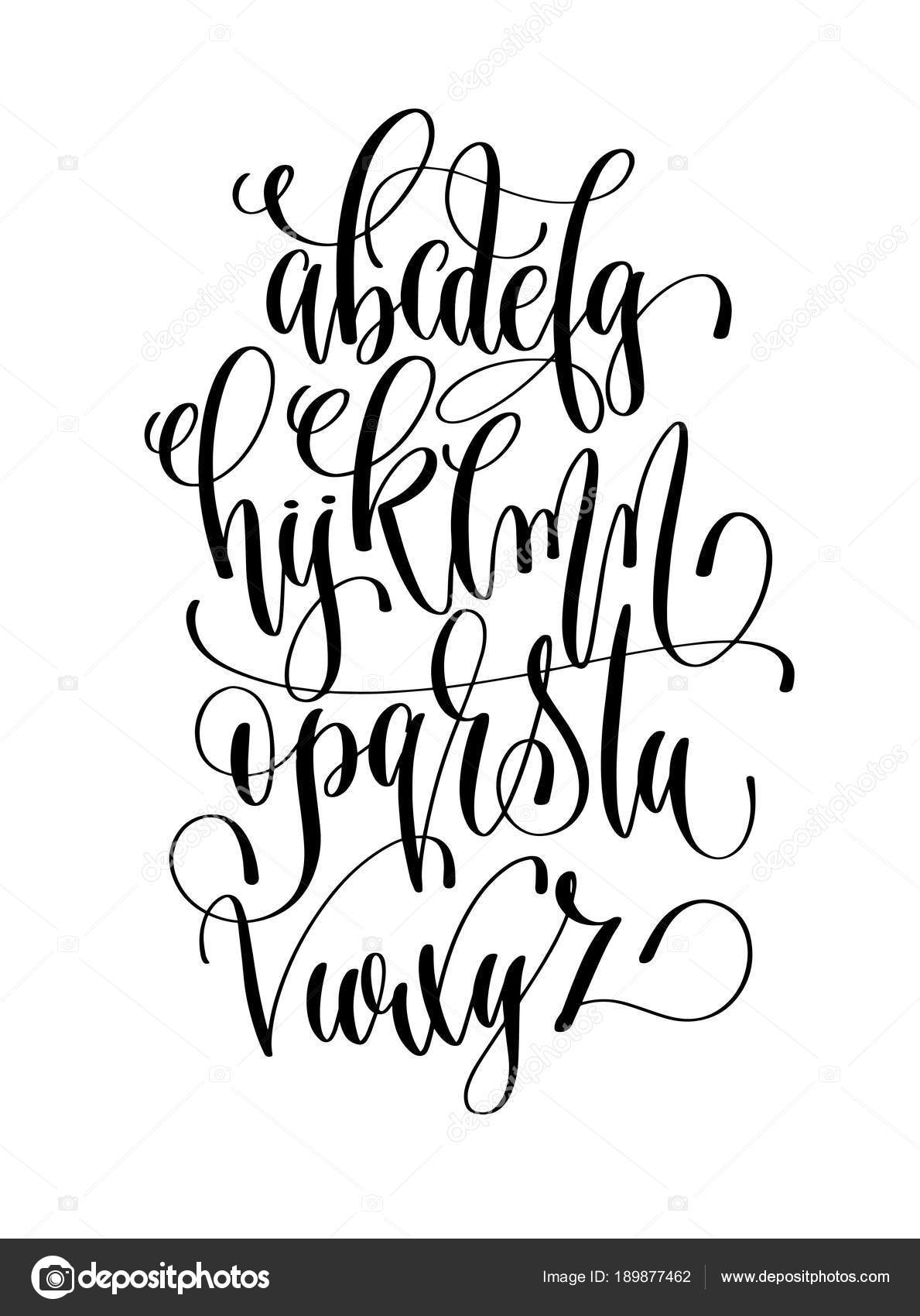 Black and white hand lettering alphabet design Stock Vector by ©karakotsya  189877462